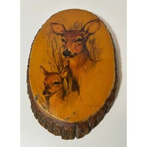 Vintage Paul White Art on Wood Slice – The Game Ranch Georgia Wall Plaque